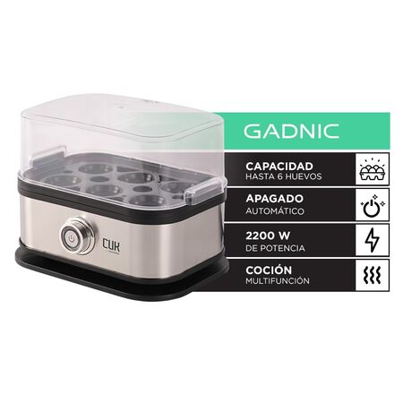 Huevera Eléctrica Cuk By Gadnic 200W Hervidor De Huevos Vaporera 6 Huevos