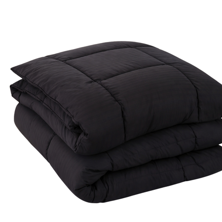 Acolchado Dobby Premium King size Hotelero con fundas para cama 2.00x2.00 Negro