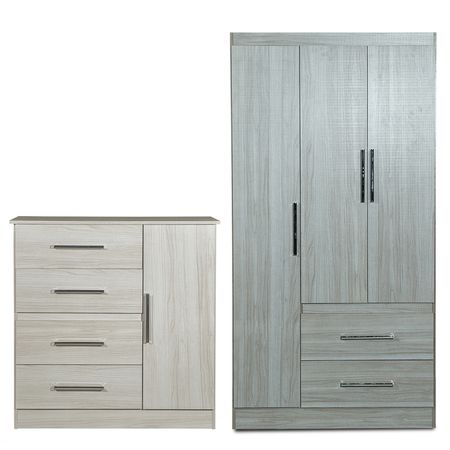 Combo de Dormitorio Ropero y Comoda Reforzada Melamina Combo Maximo Fortaleza Marfil