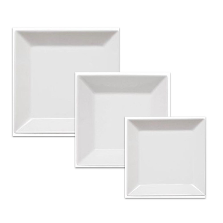 Cuadrado Blanco - Juego De Vajilla X 12 Piezas Porcelana- Oxford