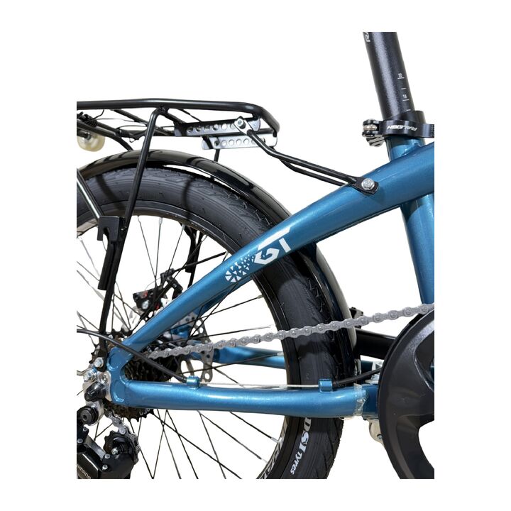 Bicicleta Plegable Raleigh Curve / Celeste / Cuadro de aluminio / Frenos a disco mecanico / 6Vel. / Rodado 20". - Vista 2
