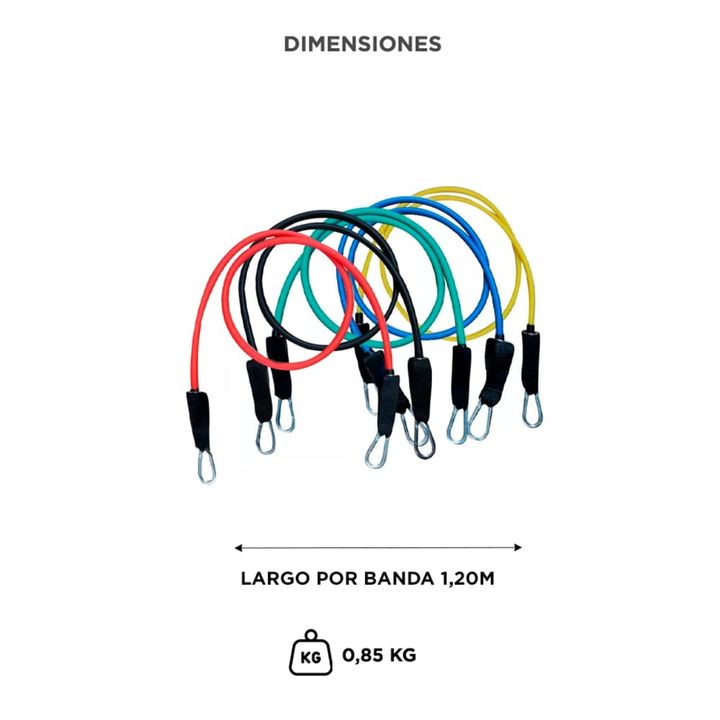Bandas Elásticas Gadnic Kit x5 1.2mts 5 Intensidades + Anclajes y Accesorios - Vista 6