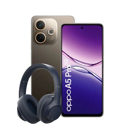 Combo Oppo A5 Pro 5G 8+256GB Mocha + Auriculares Hune Over-ear Azul