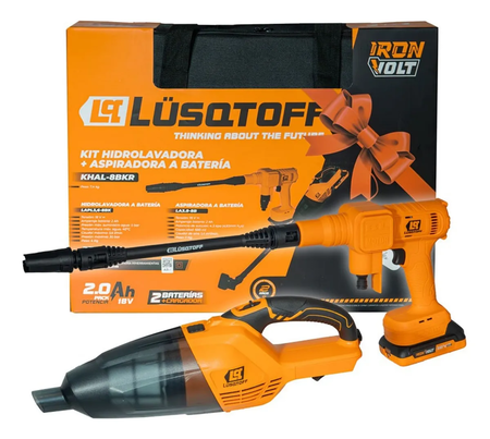 Kit Hidrolavadora + Aspiradora Lusqtoff Khal-8bkr A Bateria Naranja/negro