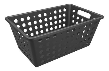 Canasto Caja Organizador Plastico Acanalado Grande Coza Negro