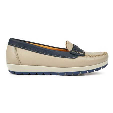 MOCASÍN PAMPA NATURAL Y AZUL