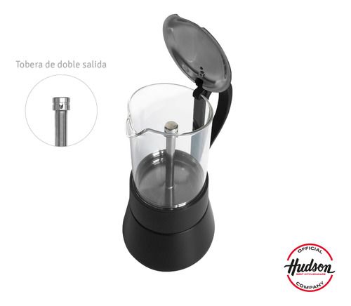 Cafetera Italiana Acero Inox Y Vidrio Para Inducción Hudson Negro - Vista 6