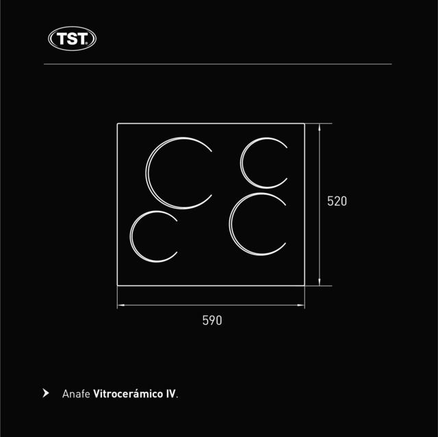 Anafe Electrico TST Vitroceramico 4 Hornallas - Vista 5