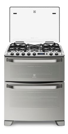 Cocina Electrolux 76DXR a Gas 5 hornallas acero inoxidable 125.1L con horno doble Grill eléctrico