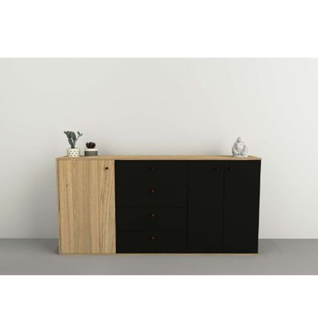 Bahiut 1.75 Mts Línea Home Tables Olmo Finlandés y Negro