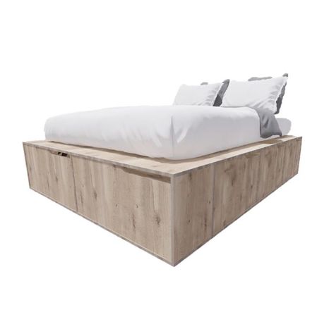 CAMA EMC CUBO QUEEN SIZE 200CM X 160CM, C/ 6 CAJONES Y 2 ZAPATEROS, BÁLTICO (CAMA1.6BALT)