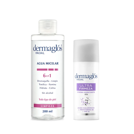 Dermaglos Set Dia Agua Micelar 6 en 1 + Ultra Firmeza 50g