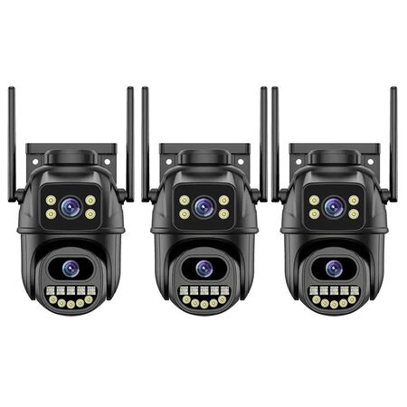 Combo: X3 Cámaras de Seguridad Dalton Doble Exterior / Interior Leds 4K Negra DA-CAM08