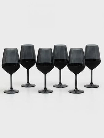 Set 6 Copas De Vino Blackly Effect 490ml Negro