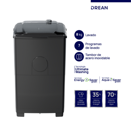 Lavarropas Semiatomatico Drean Ltdr87Sg Carga Superior 8Kg