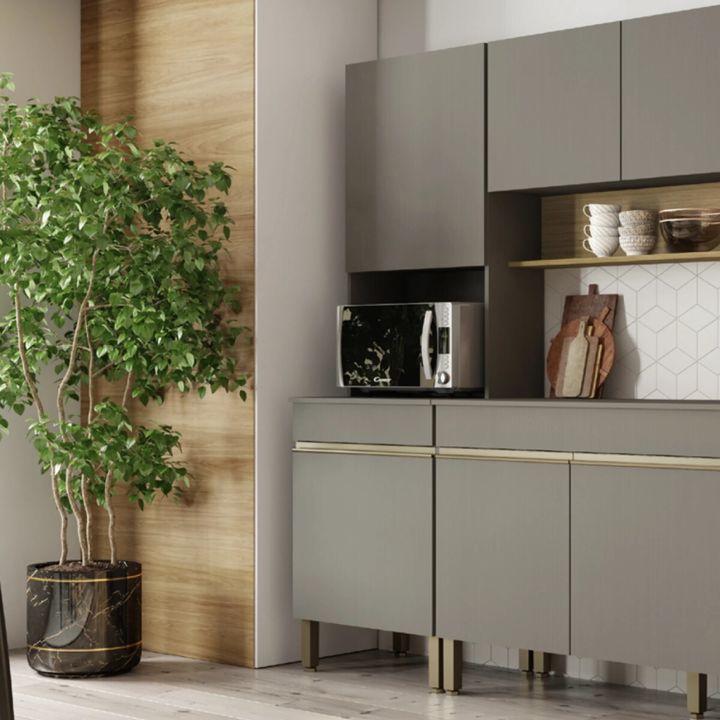 Mueble para microondas Organizador Line Puertas Gris - Vista 2