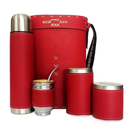 Equipo de mate liso Rojo con mate tradicional