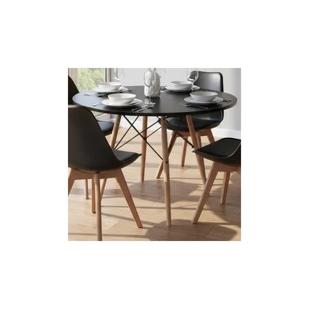 Juego De Comedor Mesa Eames 120cm+6 Sillas Tulip Negro