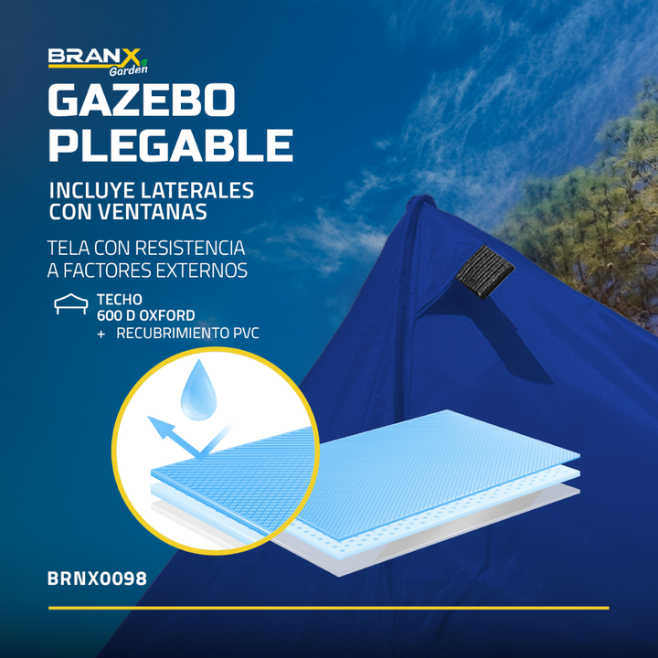 Gazebo 3x3 Metros Paredes Puerta Branx Autoarmable Plegable - Vista 8
