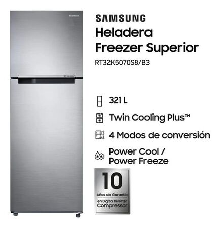 Heladera Samsung RT32K5070 Inverter 321L Gris