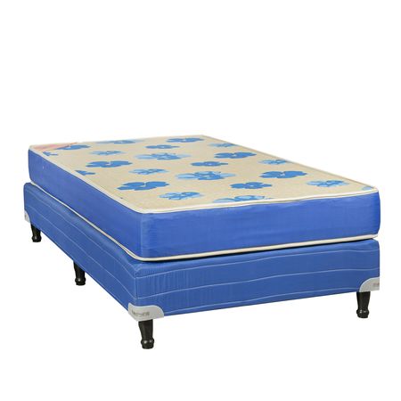 Sommier y Colchon Maxiking Hotelero 1 Plaza y Media 100x190x18 de Espuma Tela de Sabana Resistente
