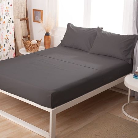 Juego de Sabanas Casablanca Lisa 2 1|2 plazas Plata gris topo