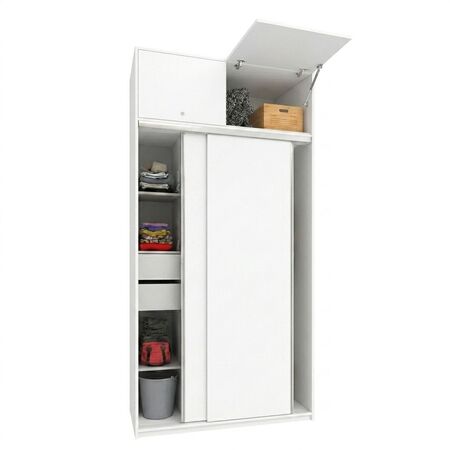 PLACARD DE 2 PUERTAS CORREDIZAS DE 130 CM CON BAULERA BLANCO