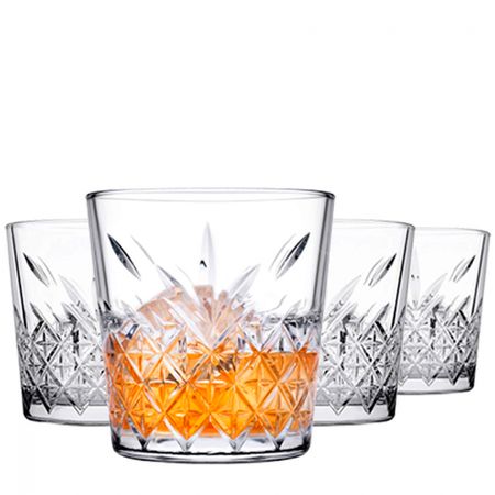 Vaso Vidrio Set x 4 Templado 355 cc Whisky Tragos Pasabahce Antibacterial