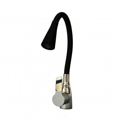 Canilla monocomando flexible pico de goma Negro Prego PREG9012