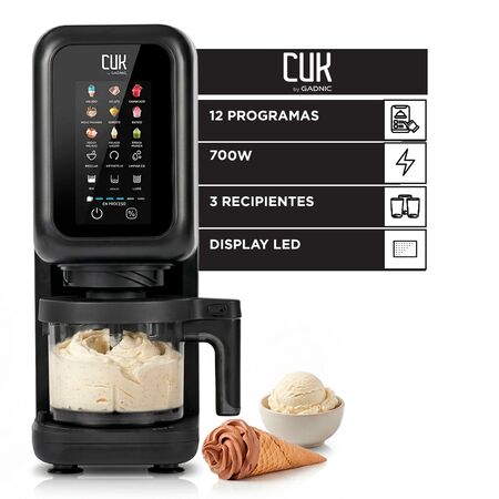 Máquina Para Hacer Helado Cuk By Gadnic 12 Programas 700W Con 3 Recipientes Y Display LED