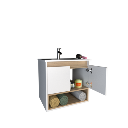 Tables  vanitory 3182 c/ bacha 1 agujero Olmo/Blanco