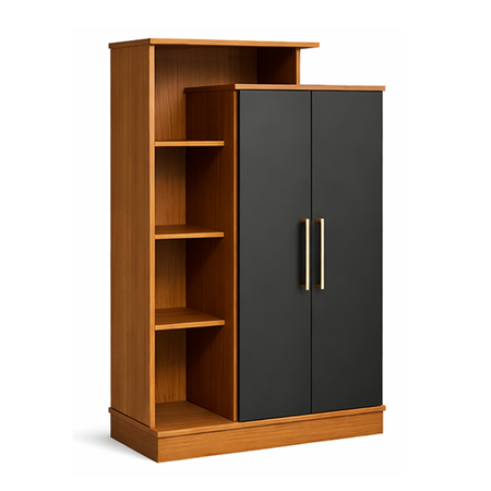 Modular Multifuncion 2 Puertas y 3 Estantes Organizador Grafito Teca Maximo Fortaleza
