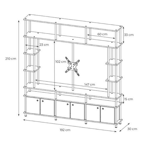 Rack de TV Industrial DS Home 192 x 30 x 200 cm Roble Atakama - Vista 4