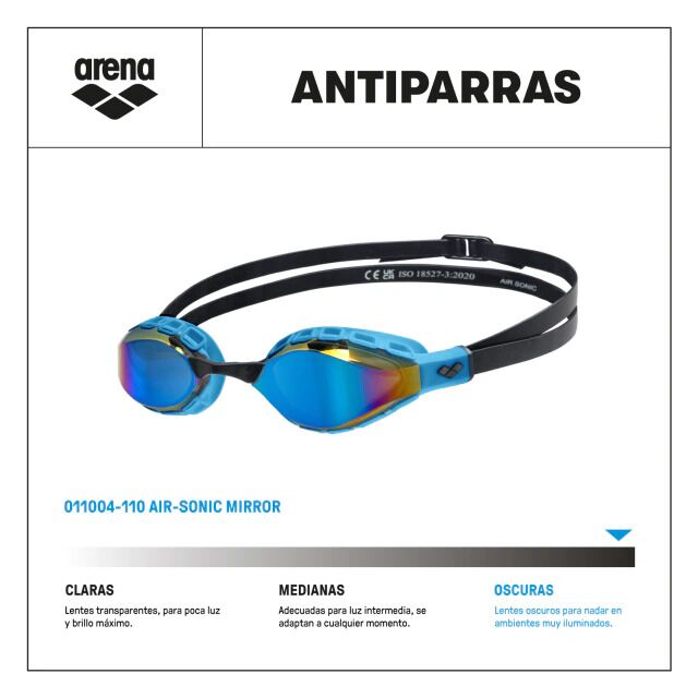 Antiparras Natación Arena Air Sonic Mirror Esmerald Peacock (110) - Vista 7