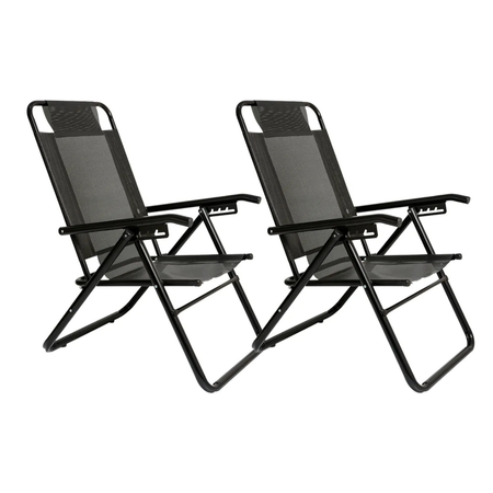 Juego 2 Reposeras Silla Alta Playa Descansar Total Black Negro