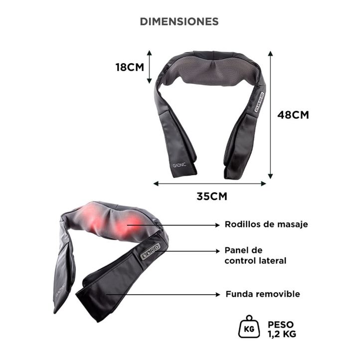 Masajeador Gadnic Ombu Cervical y Lumbar Shiatsu Terapia de Calor - Vista 6