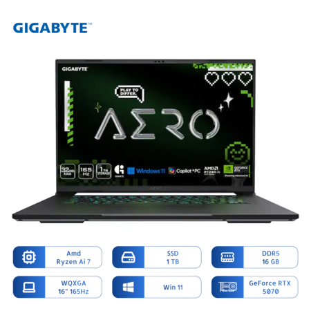 Notebook Gigabyte Aero X16 Ryzen AI 7 350 16GB 1TB SSD RTX 5070 165Hz