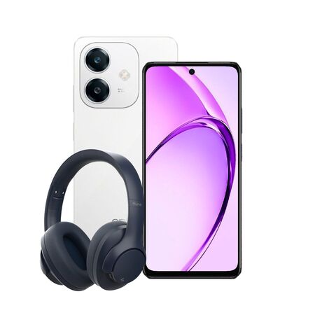 Combo Oppo A60 8+256GB White + Auriculares Hune Over-ear Azul Oceano