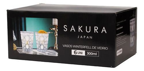 Set 6 Vasos Sakura 300ml Winterfell Blancos Vidrio Labrado Blanco - Vista 3