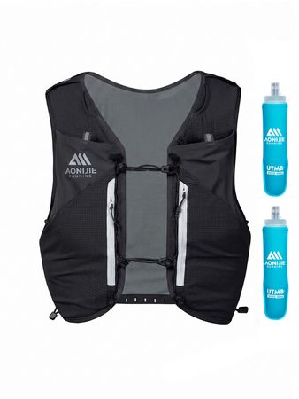 Kit Aonijie Chaleco de Hidratación 12L y 2 Botellas Unisex Trail running Negro