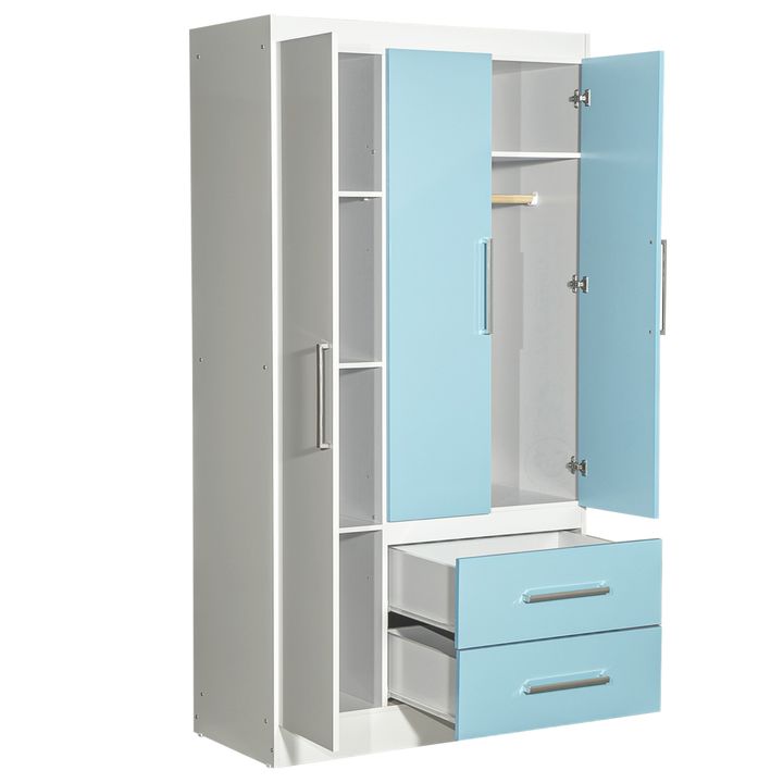 Combo para Dormitorio Placard y Mesa de Luz Reforzados Maximo Fortaleza Infantil Celeste y Blanco - Vista 8