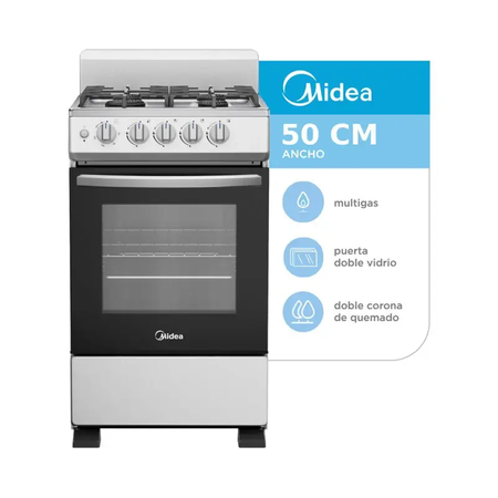 Cocina Midea 20Tmg4Pgar1 Gr 50Cm 4 Hornallas