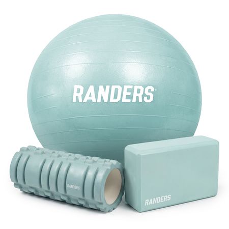 Kit Yoga Rolo Masajeador + Ladrillo + Pelota 85cm Celeste Randers
