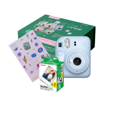 Combo Amor. Camara Instax Mini 12 con20 Fotos y Stickers para regalar