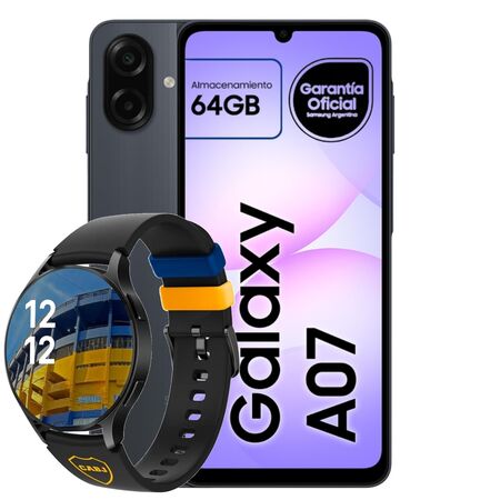 Celular Samsung Galaxy A07 64GB Negro + Smartwatch Colmi Boca I28 Negro