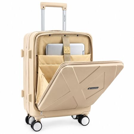 Valija Carry On Amayra Portanotebook Champagne 4 Ruedas 360° Candado Combinación