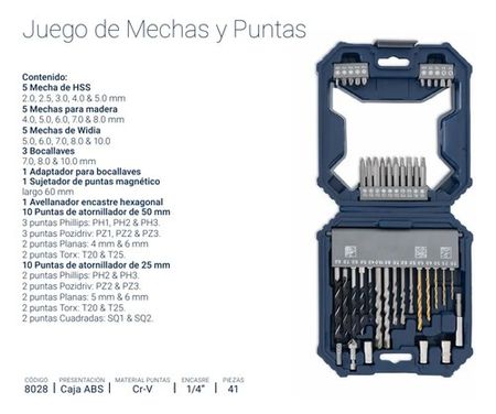 Juego Bremen de Mechas y Puntas Set de 41 Piezas
