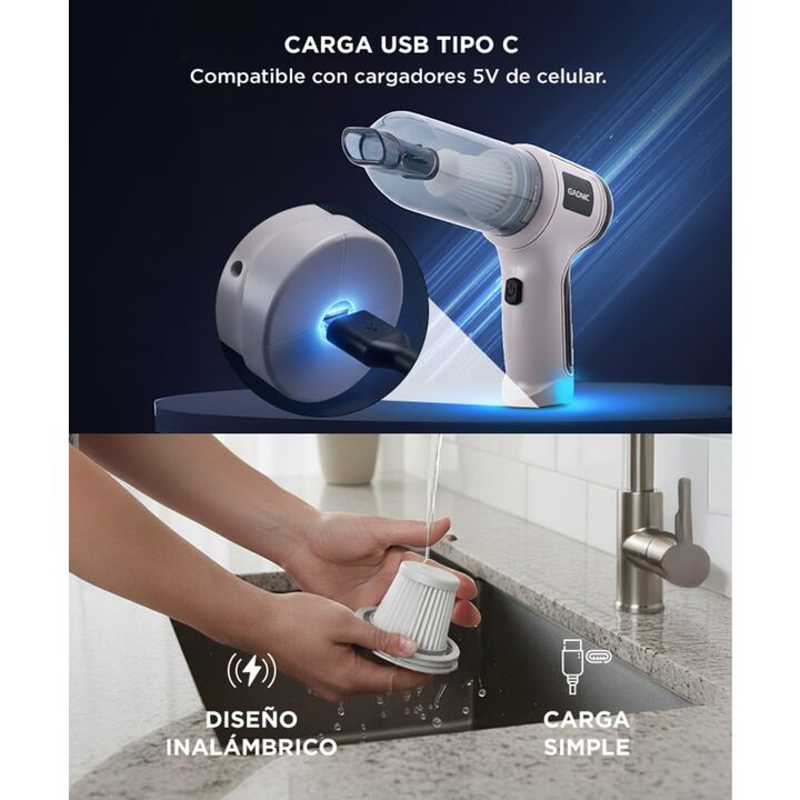 Aspiradora De Mano Inalámbrica Gadnic 80W Multiuso 4 En 1 - Vista 4