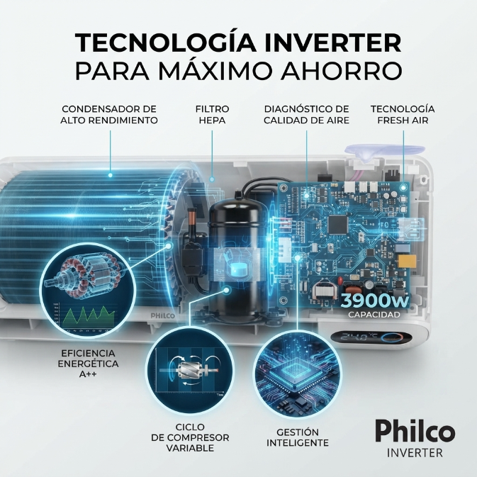 Aire Acondicionado Philco PHIN39HC2AWFPI 3900W Frio Calor Split Inverter - Vista 6