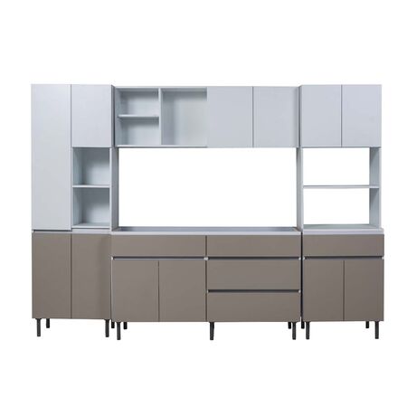 COMBO BAJO MESADA Y ALACENA DE 260 CM CON DESPENSERO BEIGE AVELLANA